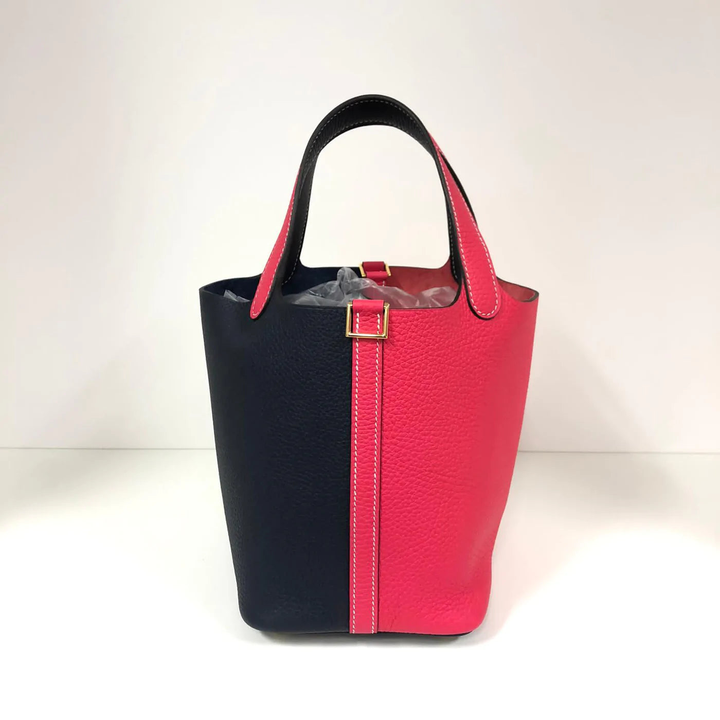 HERMÈS PICOTIN 18CM BI-COLOUR BLUE NUIT AND ROSE EXTREME CLEMENCE PHW